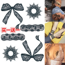 Noir émulé dentelle de la cuisse knot lace jambe dentelle tatouée avec une femelle imperméable persistante et sexy poignet sexy