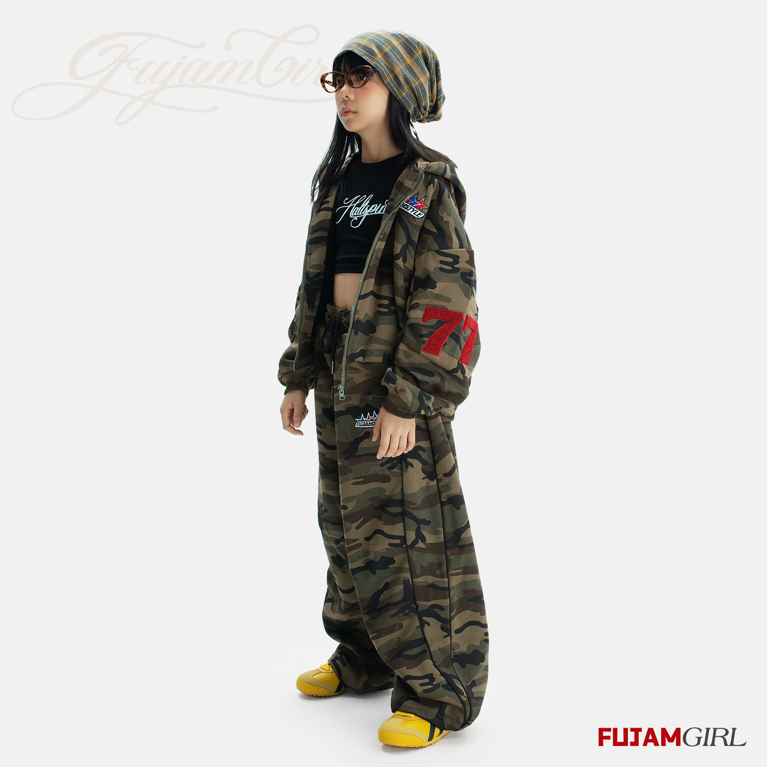 FUJAM儿童街舞潮牌迷彩开衫连帽卫衣女童爵士服宽松美式复古外套,淘宝优惠券,粉丝福利购,淘宝优惠卷