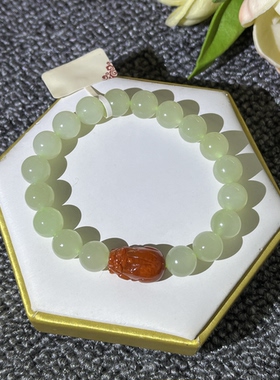 天然和田玉晴水手链8mm南红貔貅手串女款单圈简约送女友闺蜜礼物