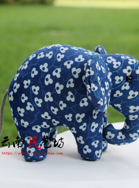 云南民族风印染布艺装饰大象摆件