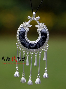 蜡染项链吊坠民族风绣花挂件项链