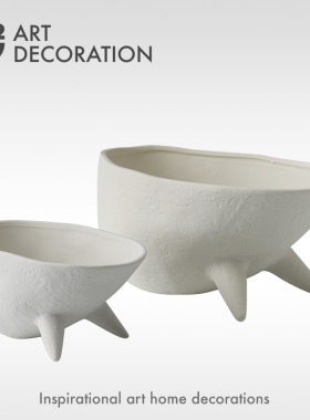 侘寂风果盘收纳罐白色陶瓷