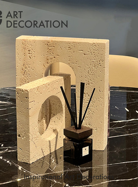 洞石轻奢风客厅玄关样板房