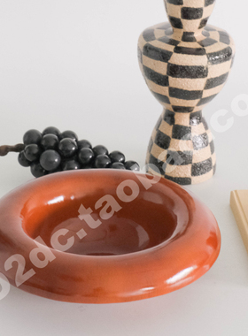 中古风枣红树脂大果盘