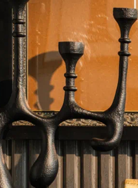 中古风复古树脂烛台样板间售楼处餐桌玄关壁炉装饰品摆件