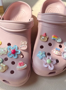 适配crocs洞洞鞋配饰鞋花装饰配件diy可拆卸卡通兔子花朵装饰扣