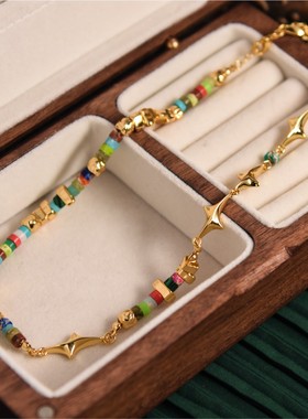 波西米亚度假天然石项链耳环套装