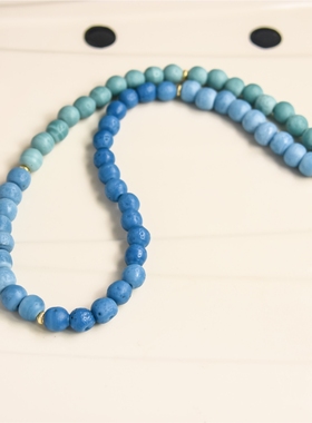 菱叶萦波荷飐风，荷花深处小船通。海洋西亚琉璃项链女款2024新款