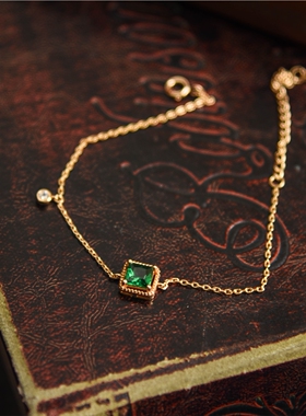 日式轻奢925纯银宝石细手链