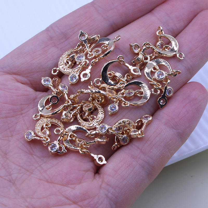 DIY耳环耳饰配件材料 锆石微镶三环吊坠挂件手工饰品流苏发簪璎珞 - 图1