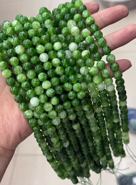 天然水晶加色绿色圆珠串珠散珠子 DIY手工饰品手串手链配件材料