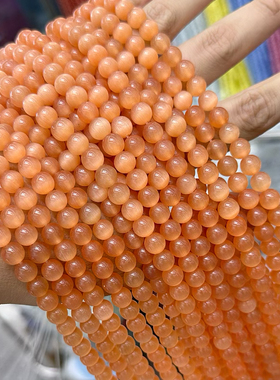 浅橙色猫眼圆珠散珠子 玻璃珠手工diy手链项链串珠饰品配件材料