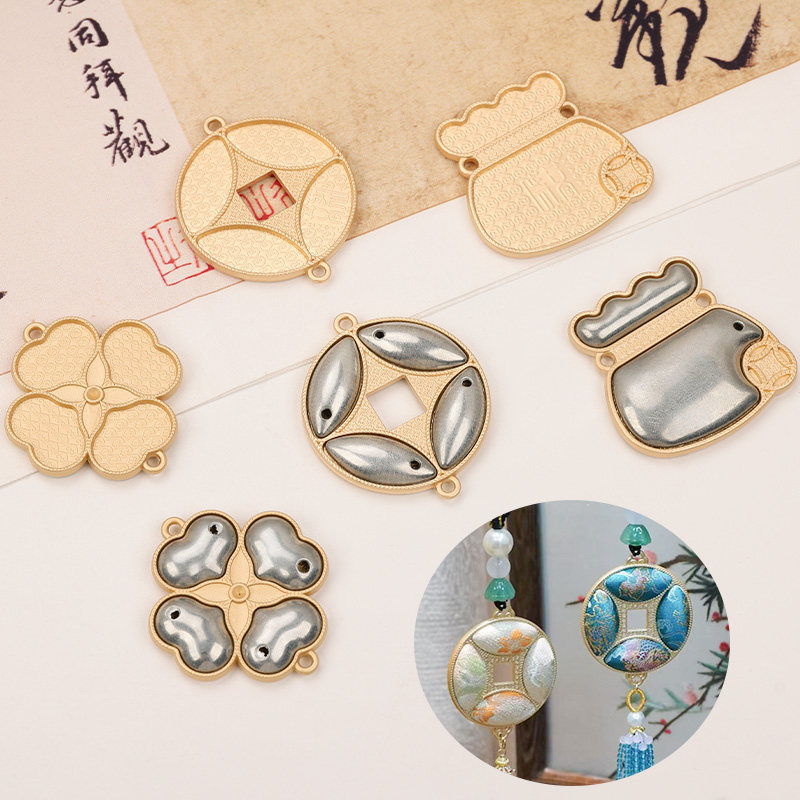 DIY宋锦胸针材料新款古风配饰高级胸针底胚带盖贴布吊坠饰品配件,淘宝优惠券,粉丝福利购,淘宝优惠卷