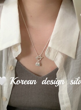 韩国小众设计ins风银饰品 S925纯银OT扣包包项链精致高级感叠戴
