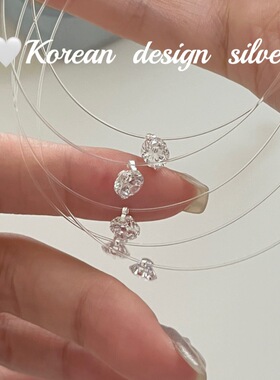 韩版2025新款爆款s925纯银简约人鱼的眼泪鱼线项链锁骨链轻奢小众