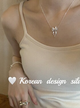 韩国925纯银蝴蝶项链女生轻奢小众高级感2o23年款锁骨链七夕礼物