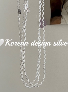 韩国ins风新款气质款小众设计锁骨链 S925纯银 优雅编织波浪项链