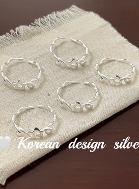 韩国东大门Ins风小众银饰品 S925纯银简约镂空星星藤蔓戒指高级