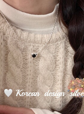韩国小众ins风饰品 S925纯银黑玛瑙之眼项链女 锁骨链小众