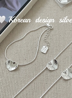 韩国ins博主同款简约小众设计 S925纯银光面爱心手精致叠戴百搭款