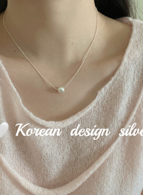 韩国新款小众设计ins风亮银饰品S925纯银 爆闪银珠项链叠戴高级感