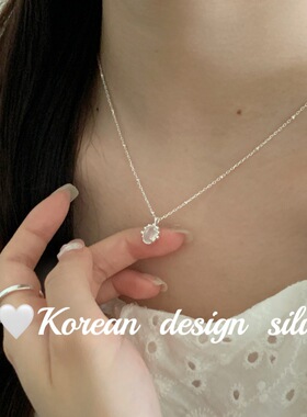 韩版ins风饰品 S925纯银椭圆白玉髓小众女款珠珠项链2025春夏