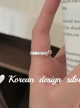 2025新款韩国性冷淡风饰品 S925纯银椭圆不规则拼接素圈戒指高级