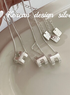 韩国简约气质款小众设计锁骨链 S925纯银 拉丝H字母项链ins高级感