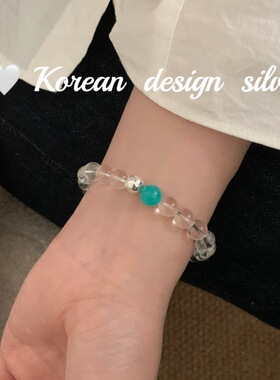 韩国ins风简约高级感清新 S925纯银透明非天然水晶天河石手链