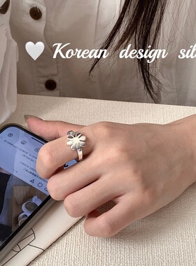 韩国东大门小众设计 925纯银小雏菊戒指  高级感简约开口指环