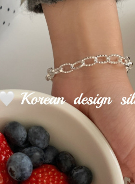 韩国东大门小众设计饰品S925纯银 椭圆链条拼接手链 精致高级感女
