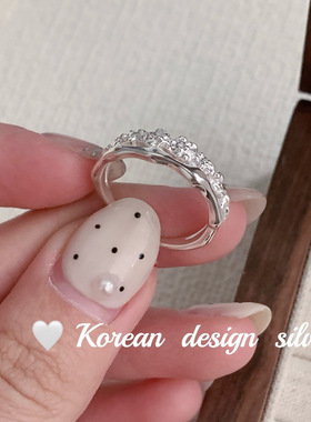 韩国设计银饰品ins博主同款 S925纯银戒指气质高级感开口可调节女