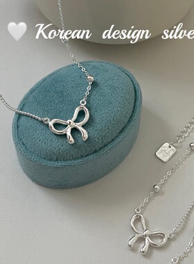 韩国S925纯银蝴蝶结锁骨链女轻奢高级感气质百搭配饰小众设计项链
