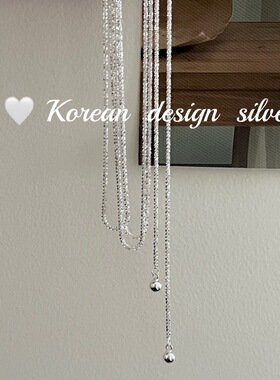 韩国ins气质简约小众设计 S925纯银波光粼粼超长秋冬毛衣项链
