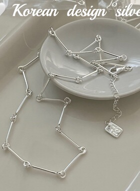 S925纯银水滴镂空相扣拼接项链 韩国新款气质高级感锁骨链百搭女