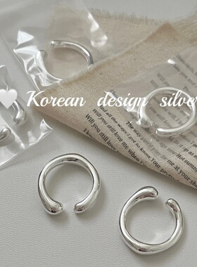 韩国小众ins风饰品 S925纯银  高级感设计款重工弧形戒指个性
