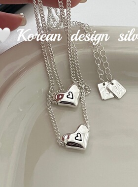 韩国ins风小众设计银饰品 S925纯银爱心项链叠戴高级感锁骨链