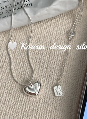 韩国高级感ins小众银饰  S925纯银爱心项链  叠戴简约风项链女