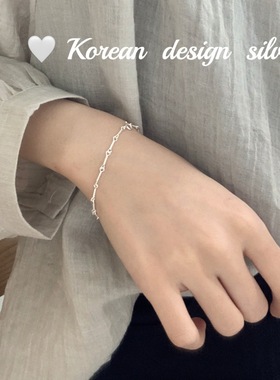 韩国博主ins推荐麻花圈s925纯银手链女款小众设计层次感叠戴手工