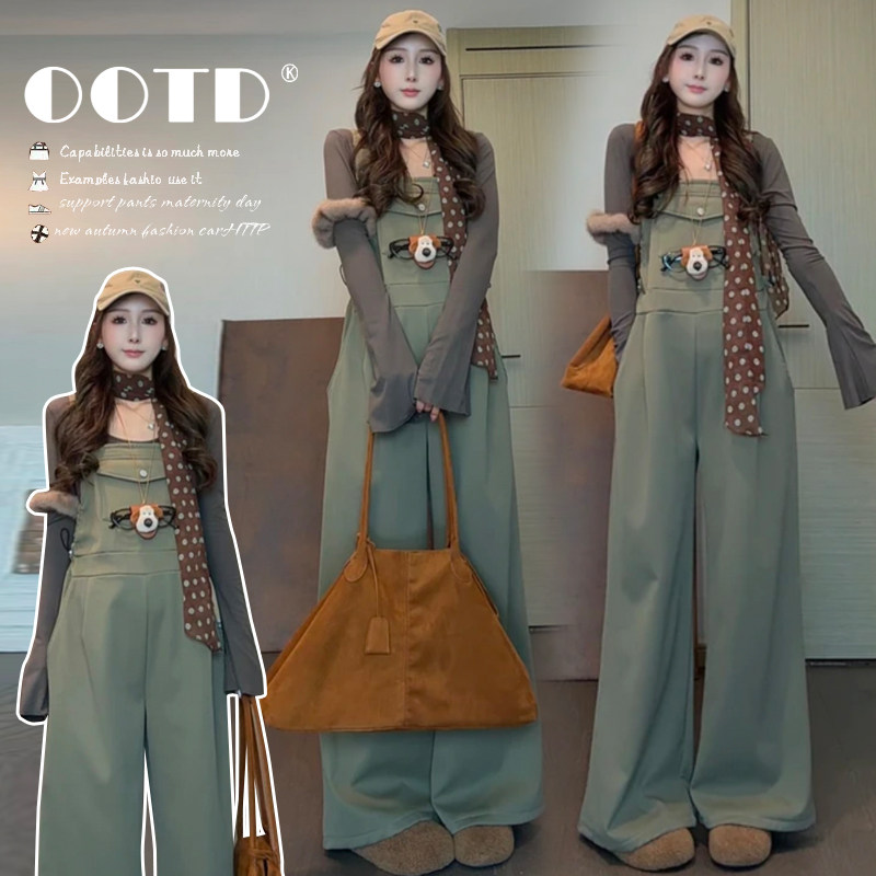 大码孕妇背带长裤冬季加绒加厚工装连体裤+针织打底衣两件套200斤,淘宝优惠券,粉丝福利购,淘宝优惠卷