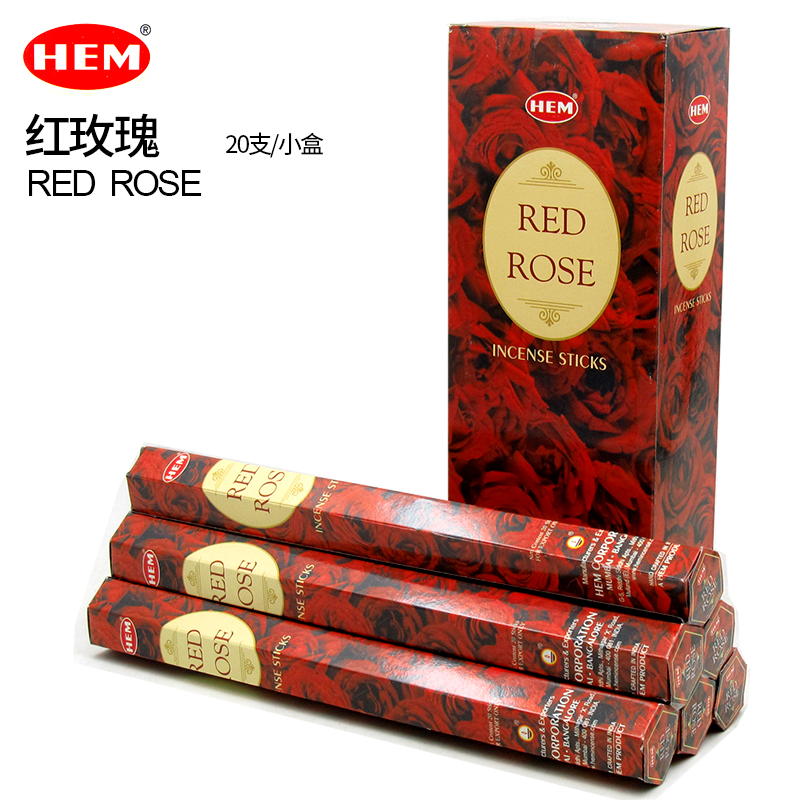 印度进口正品HEM Red Rose 红玫瑰线香熏香室内家用净化空气香薰 - 图0