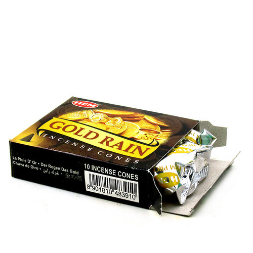 印度进口HEM Gold Rain金雨财富手工锥香塔香家用室内熏香供奉 - 图0