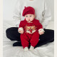 Baby 100 Days Autumn Red Clothes Baby Celebration 100 Days Banquet Romper Suit Infant and Toddler 1st Birthday Clock Dress