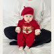 Baby 100 Days Autumn Red Clothes Baby Celebration 100 Days Banquet Romper Suit Infant and Toddler 1st Birthday Clock Dress