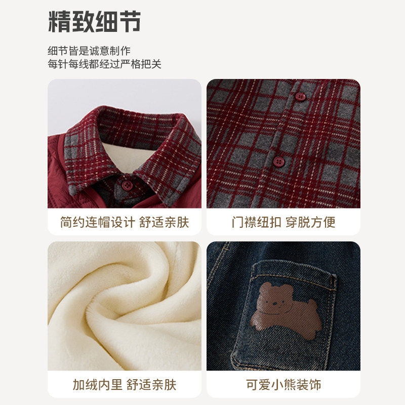 婴儿新年衣服男孩潮帅气时髦冬装棉服外套宝宝加厚裤子两件套冬季,淘宝优惠券,粉丝福利购,淘宝优惠卷