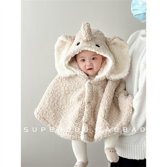 Baby winter clothes, baby going out cape, super cute and western style toddler thickened warm windproof jacket