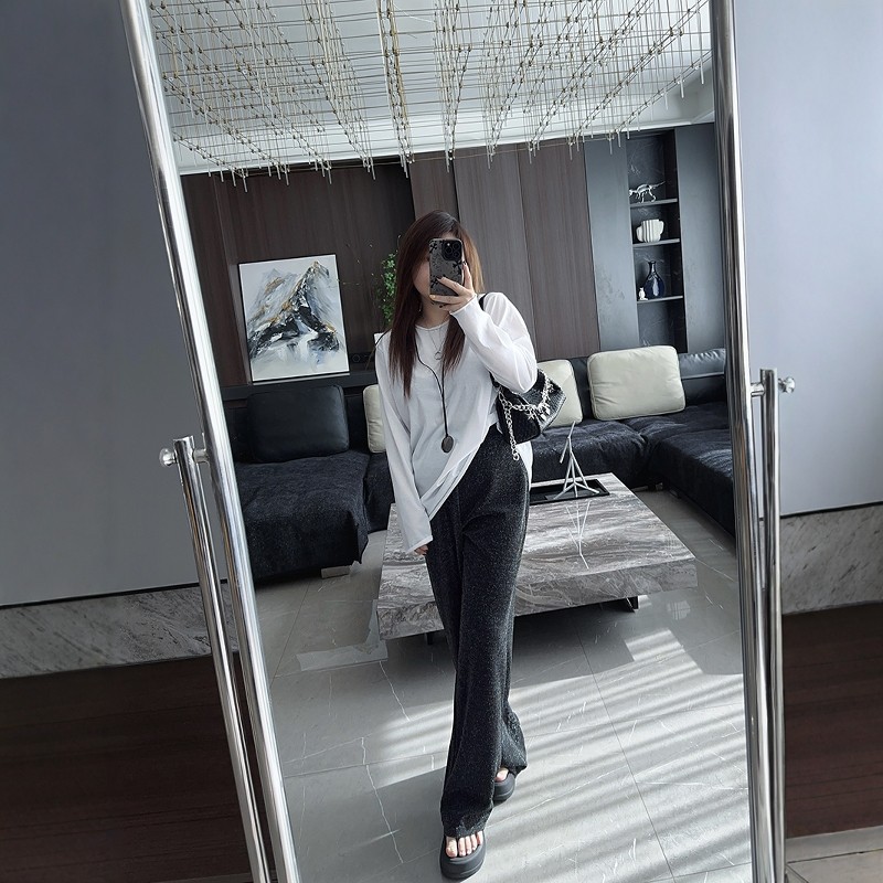 腿长一米八 大码女装胖mm巨显瘦休闲时尚亮丝2025年新款阔腿裤子,淘宝优惠券,粉丝福利购,淘宝优惠卷