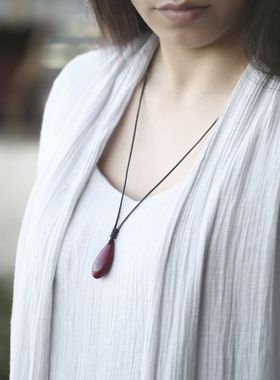 手工水滴小叶紫檀男女吊坠