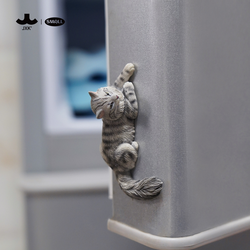 JXK Small迷你缅因猫模型小猫咪冰箱贴桌面饰品微缩摆件玩具礼物 - 图0