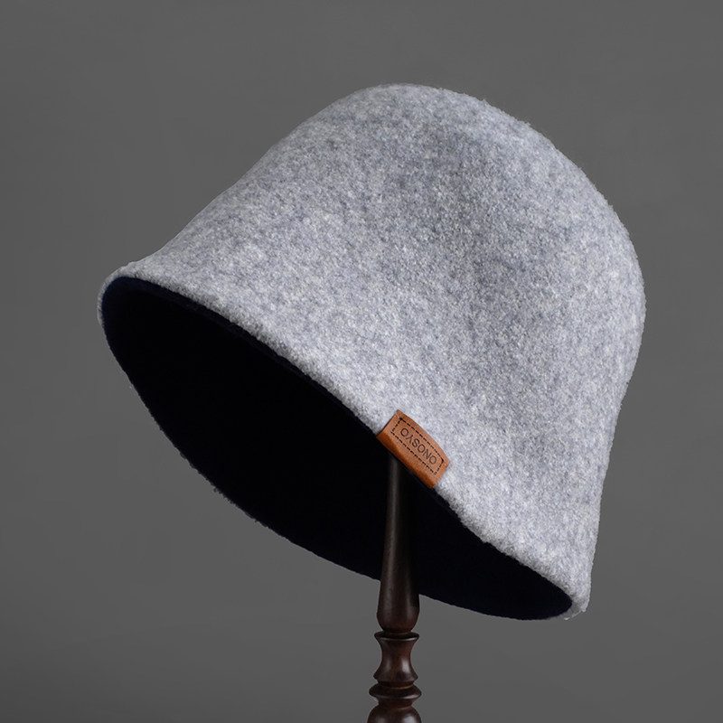 小野商双面戴精品美丽诺羊毛帽子女帽秋冬渔夫帽男款保暖护耳大头